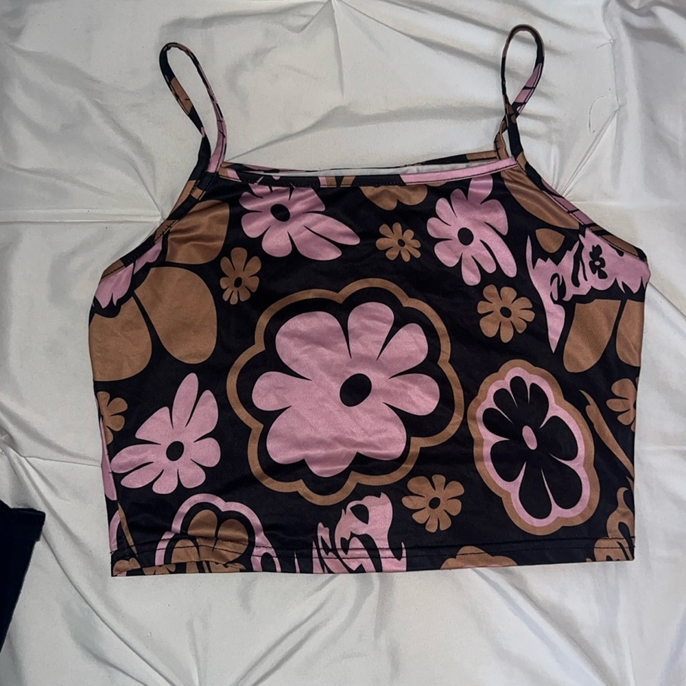 cropped groovy flower tank